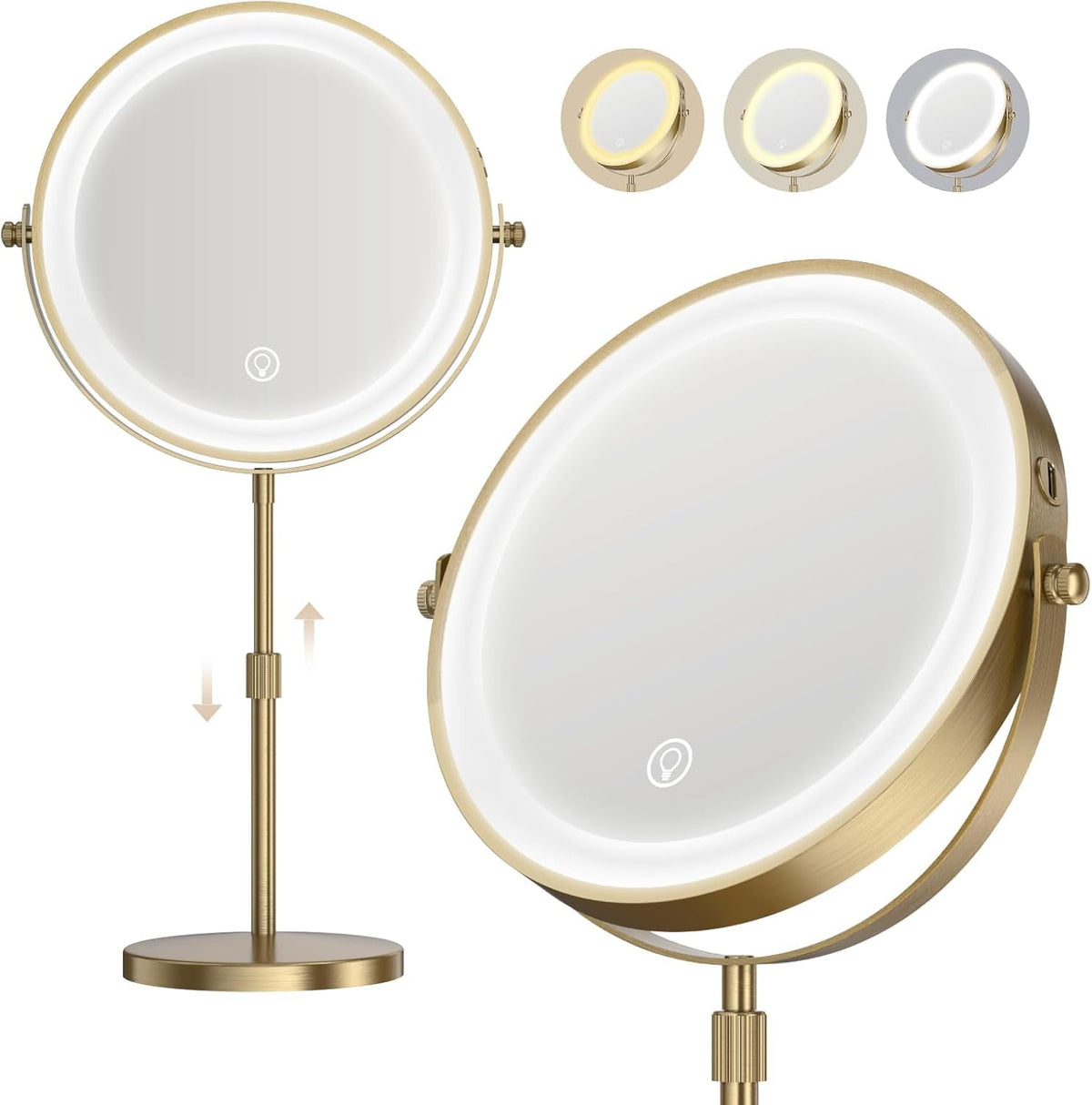 Dienmern Makeup Mirror front view with LED lights