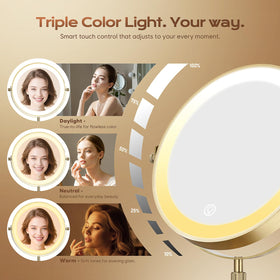 Dienmern Makeup Mirror side view highlighting adjustable height
