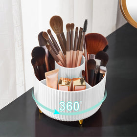 Diesisa 360° Rotating Makeup Brush Holder Organizer front view