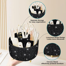 Diesisa Bling Diamond 360° Makeup Brush Holder in a stylish vanity setting