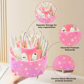 Diesisa Bling Diamond 360° Makeup Brush Holder on a vanity table