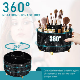 Diesisa Bling Diamond 360° Makeup Brush Holder rotating feature demonstration