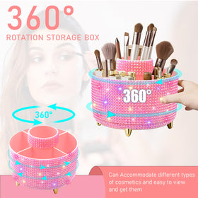 Diesisa Bling Diamond 360° Makeup Brush Holder rotating feature demonstration