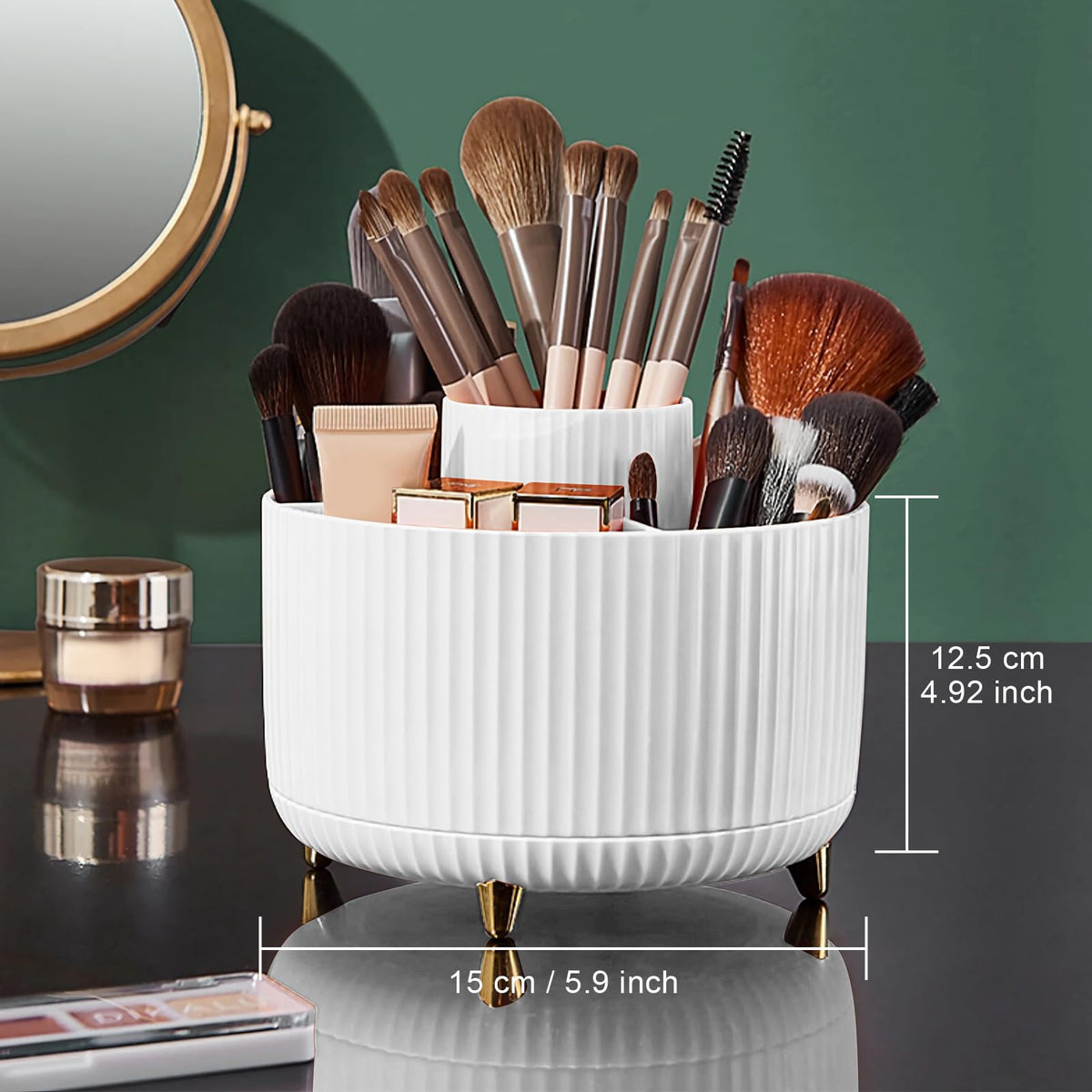 Diesisa Makeup Brush Holder Organizer on bathroom countertop