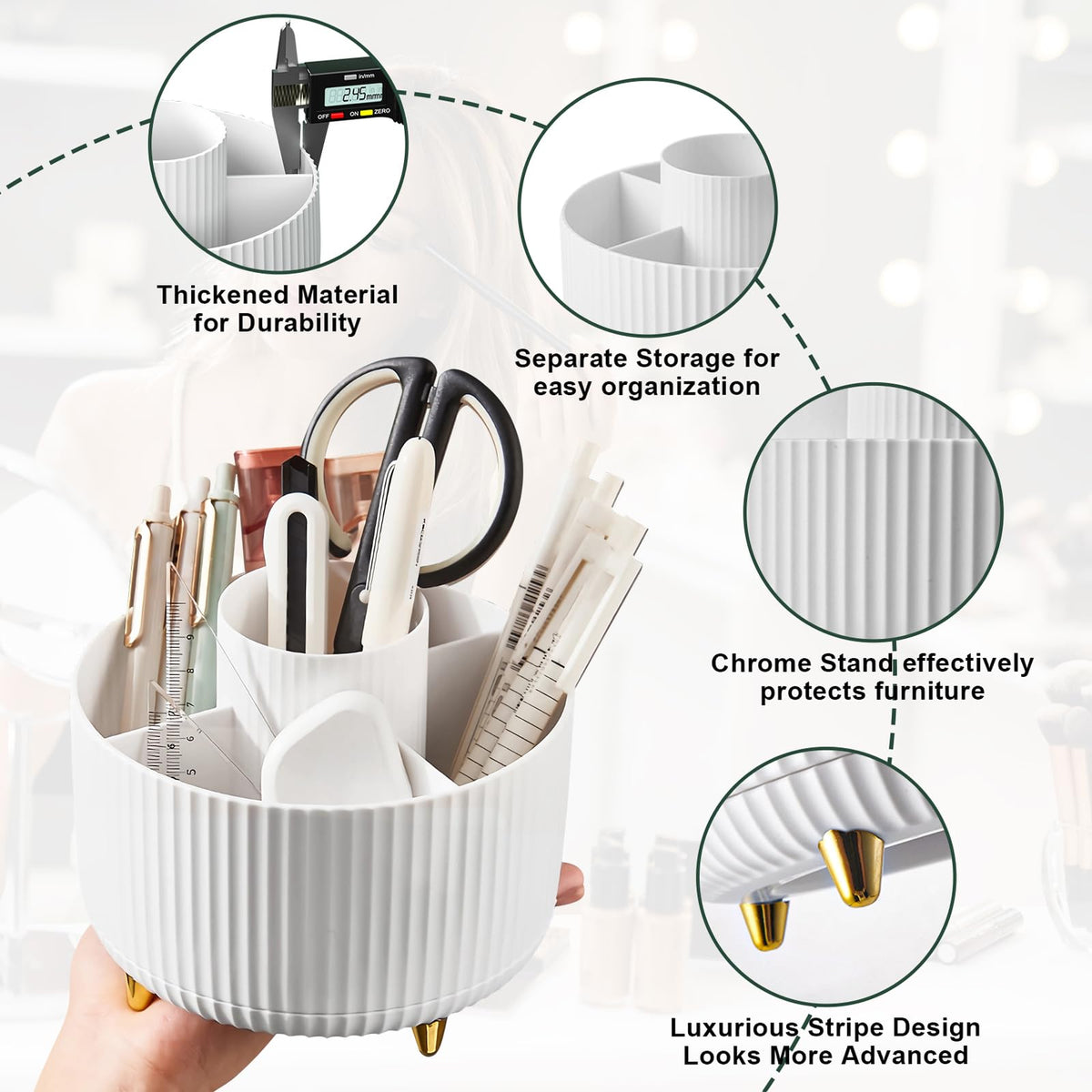 Diesisa Makeup Brush Holder Organizer showing 5 compartments