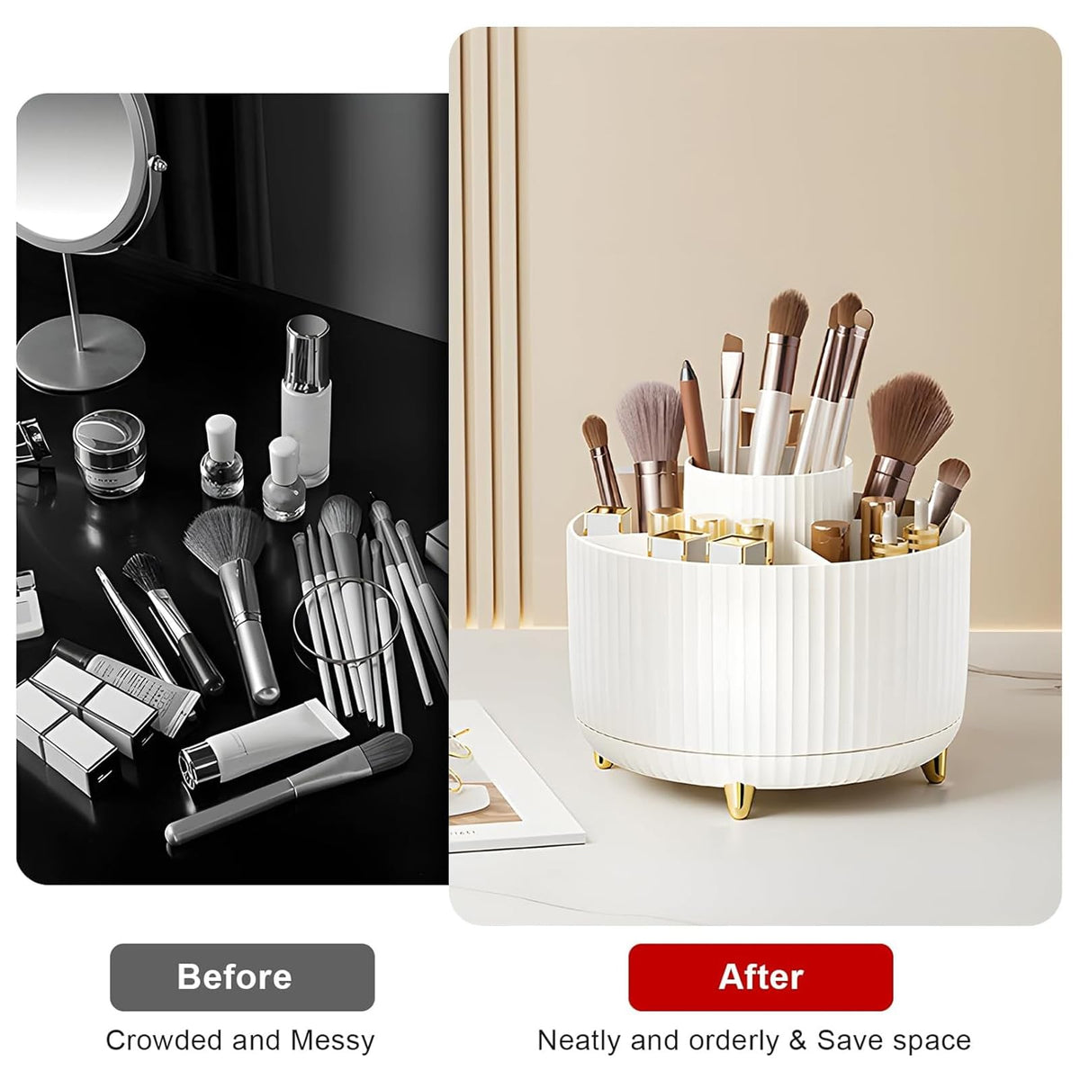 Diesisa Makeup Brush Holder Organizer with makeup brushes inside
