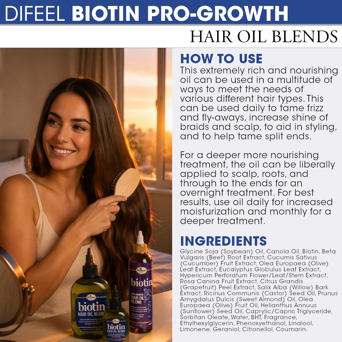 Difeel Biotin Hair Oil Blend bottles together