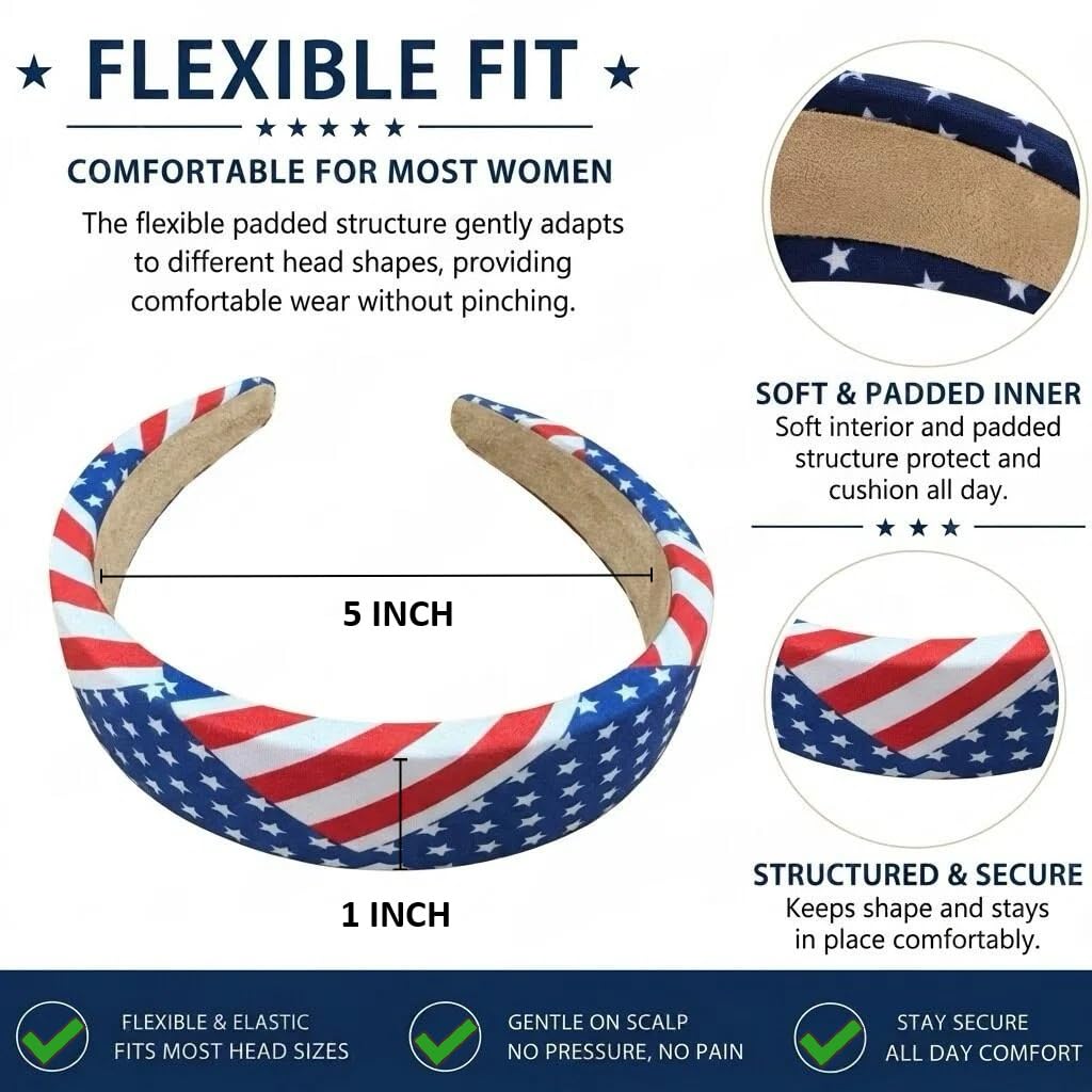 Different angles of Huachi 4th of July headbands