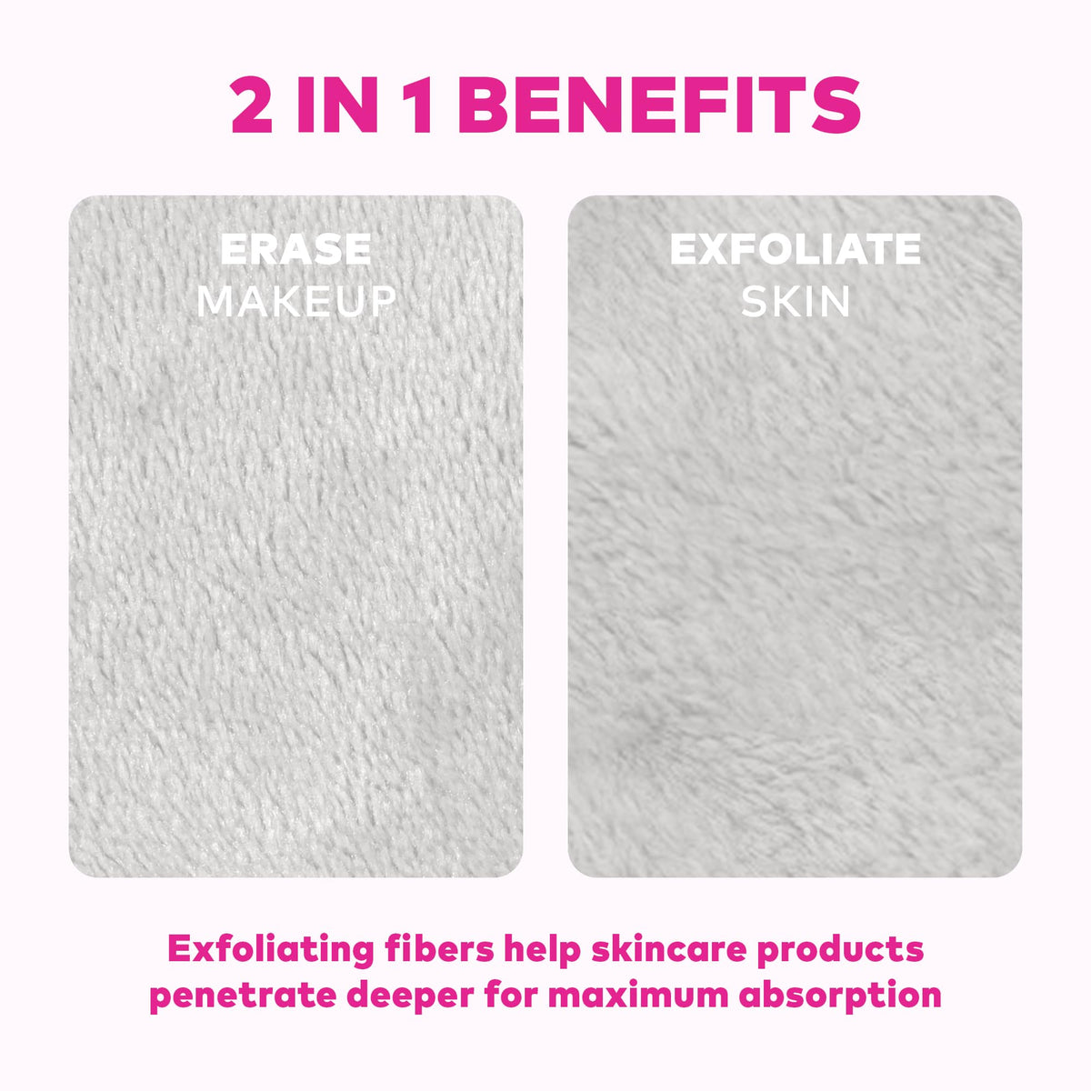 Different angles of MakeUp Eraser cloths in the set