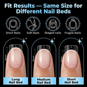 Different angles of UNA GELLA Short Square Gel Nail Tips