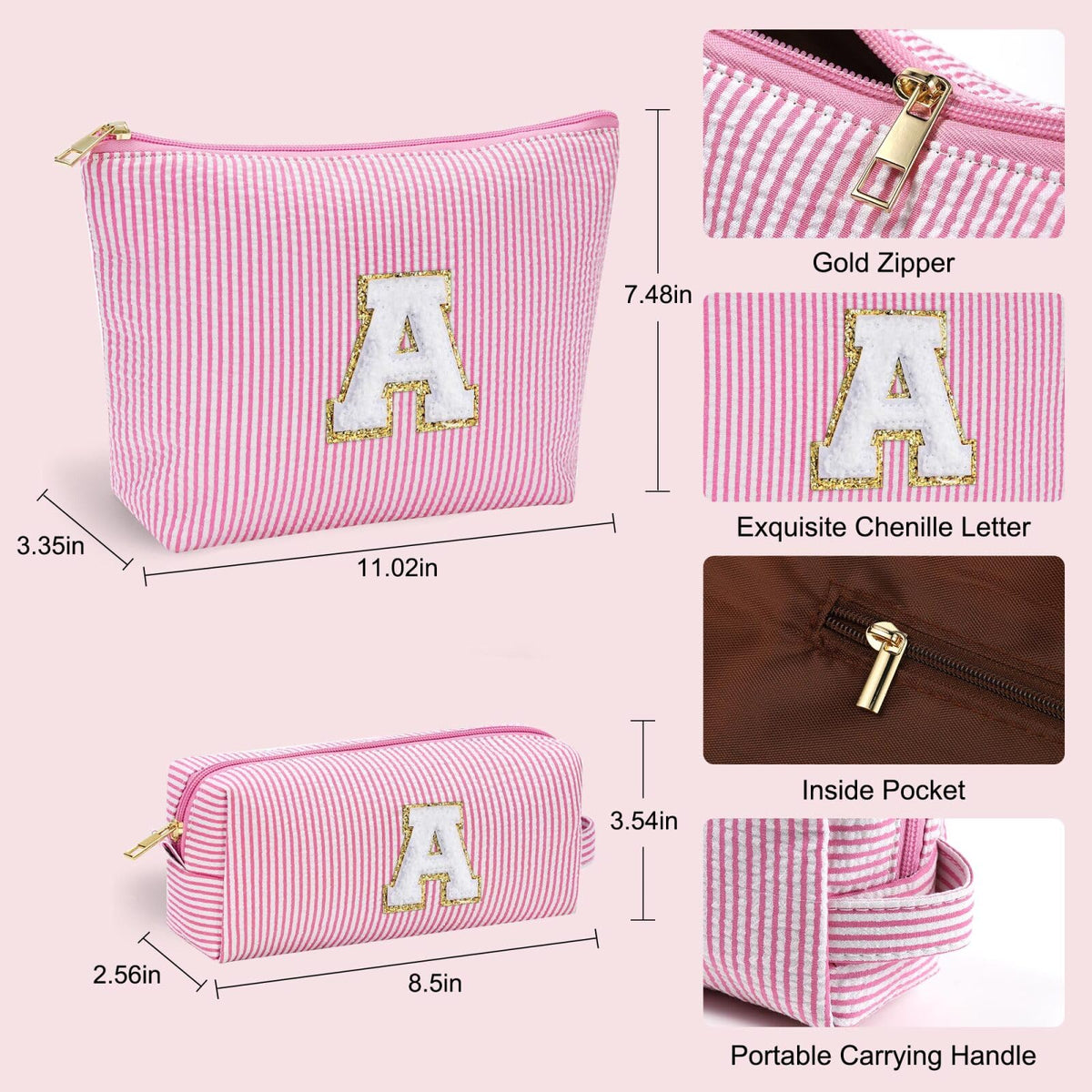 Different colour options of YOOLIFE Initial Makeup Bag