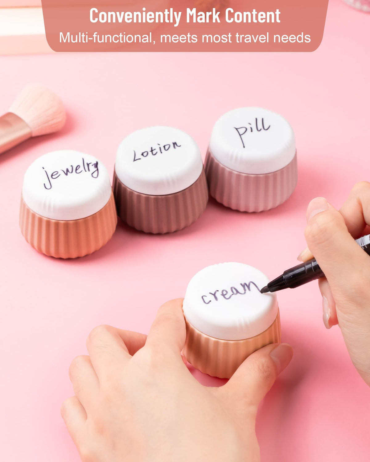 Different colours of Mrsdry travel containers for toiletries