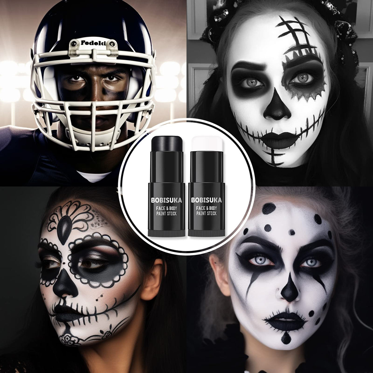 Different designs created with BOBISUKA face paint