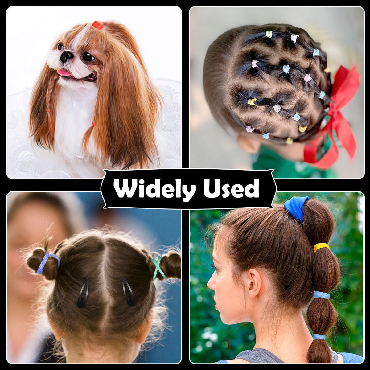 Different hairstyles created with auroray hair ties
