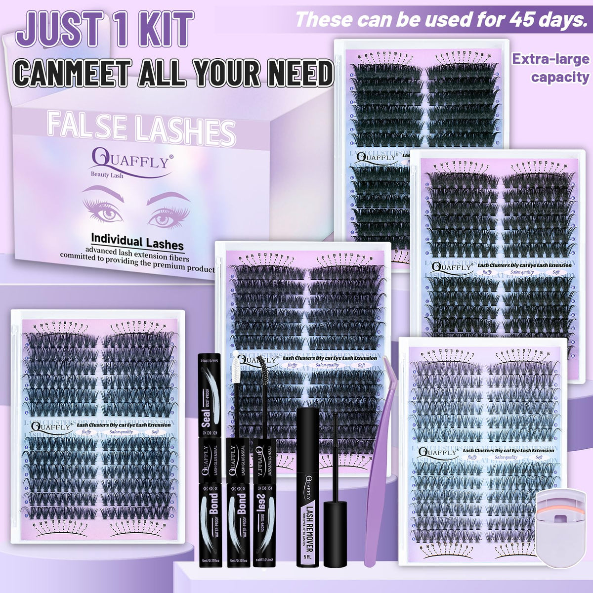 Different lash densities in the QUAFFLY Lash Extension Kit