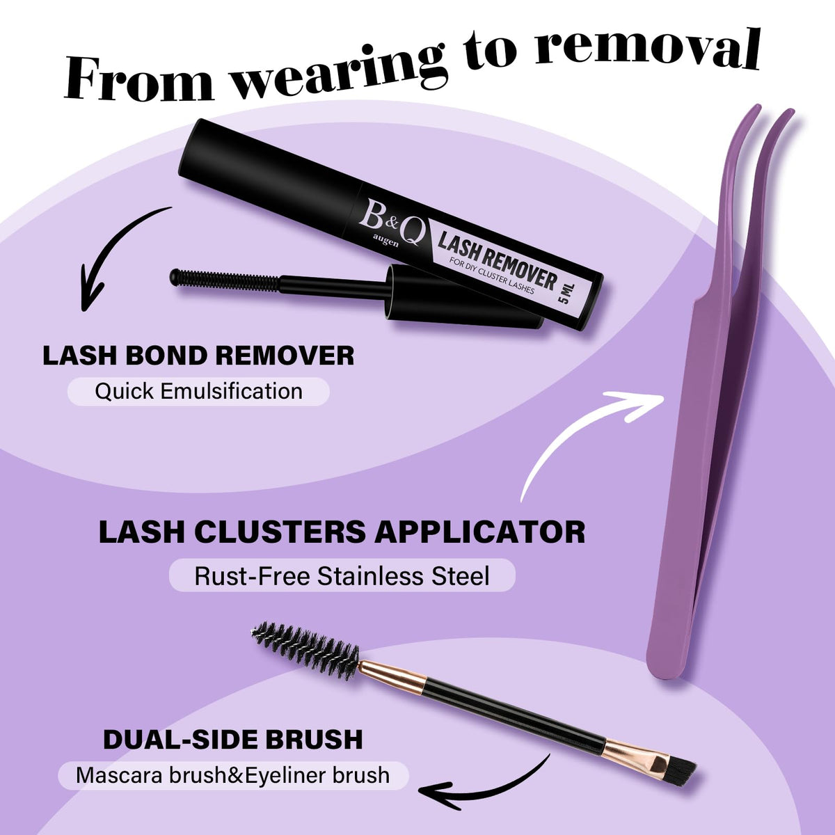 Different lash styles created with B&Qaugen clusters