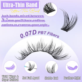 Different lash styles from ALICE kit displayed