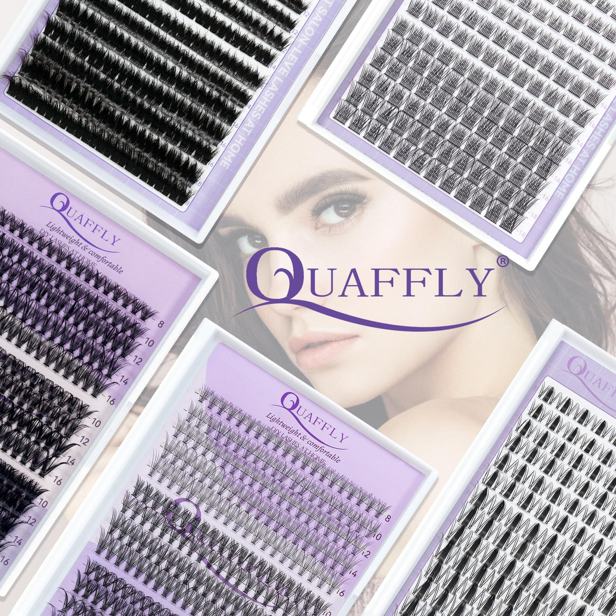 Different lash styles from QUAFFLY kit displayed together