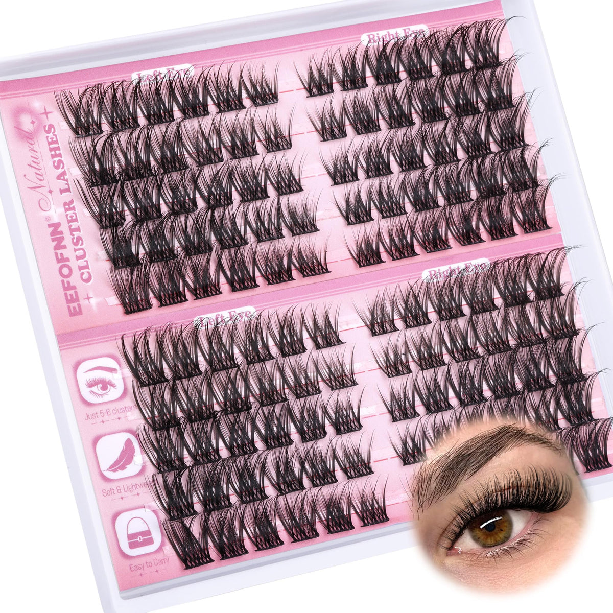 Different lengths of Eefofnn Wispy Lash Clusters