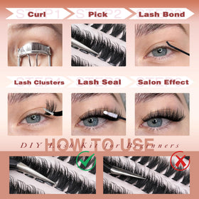 Different lengths of Focipeysa lash clusters arranged