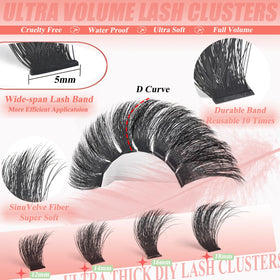 Different lengths of HK HIKLASY lash clusters displayed