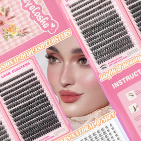 Different lengths of lash clusters displayed