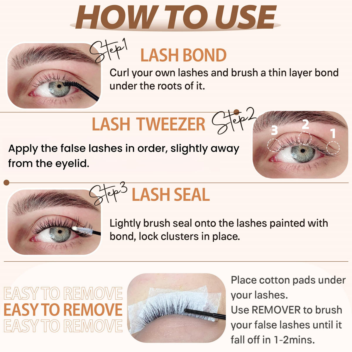 Different lengths of TOOCHUNAG lash clusters for variety