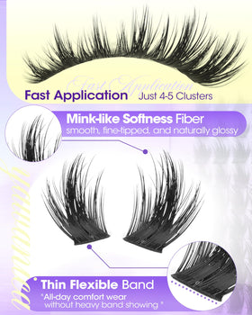 Different lengths of Yawamica Fluffy Manga Lash Clusters arranged