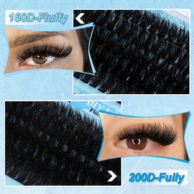 Different lengths of Yawamica individual lashes displayed