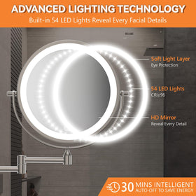 Different light settings of Auxmir makeup mirror