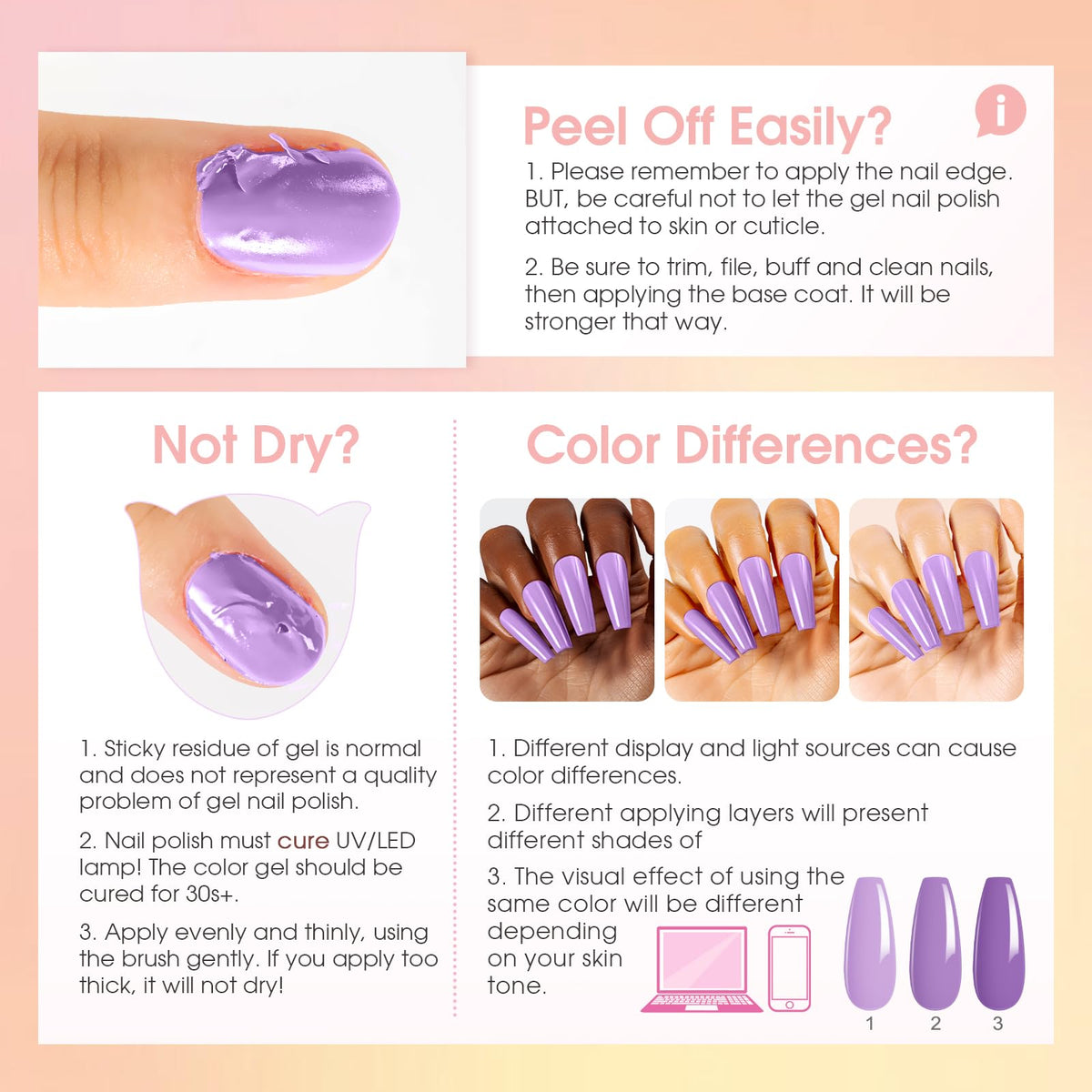 Different shades of ROSALIND gel polish displayed together