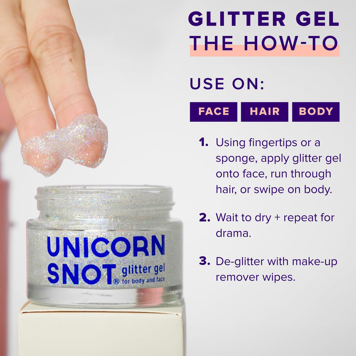Different shades of UNICORN SNOT glitter gel