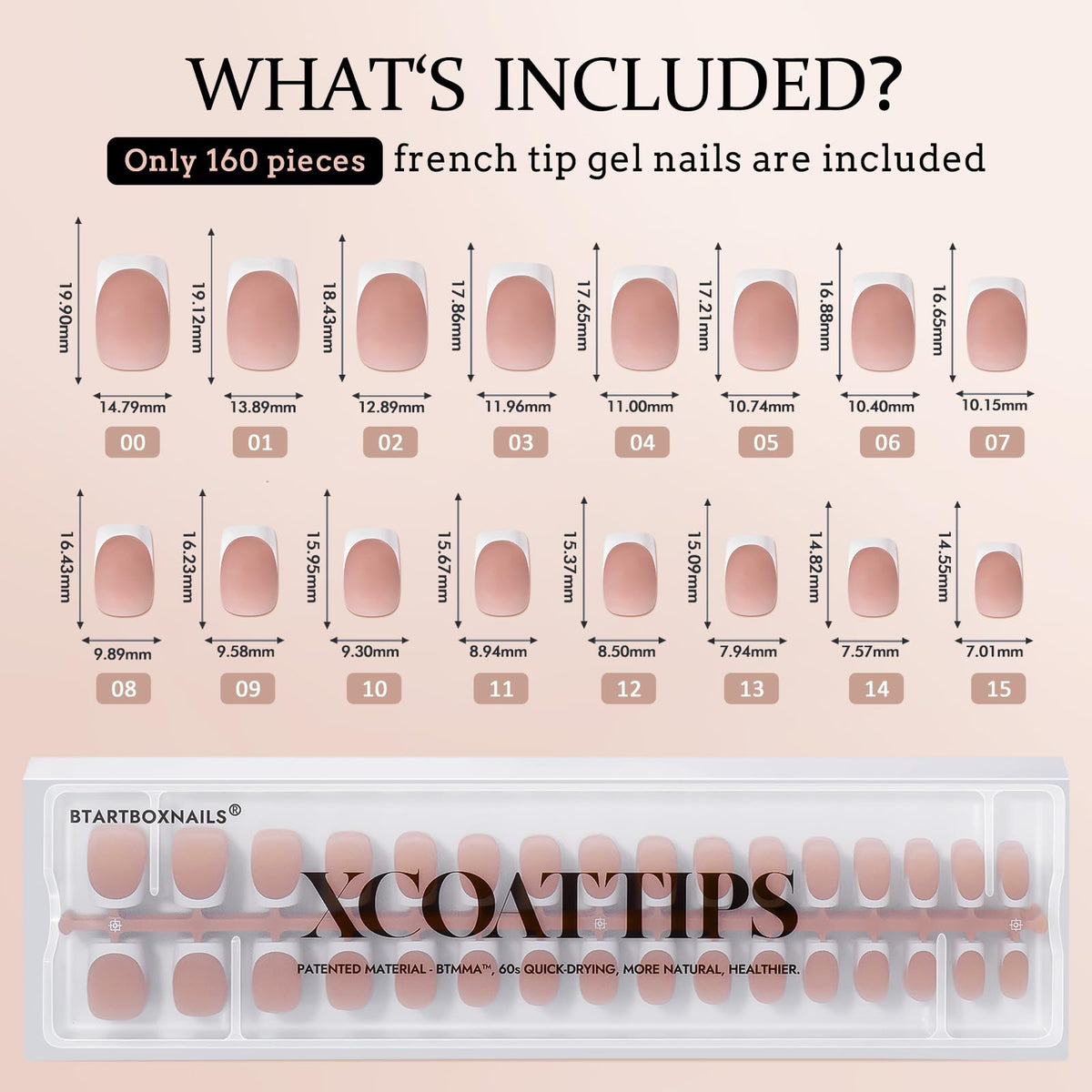 Different sizes of BTARTBOXNAILS Press On Nails
