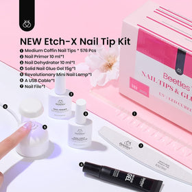 Different sizes of coffin nail tips in beetles Gel Nail Kit