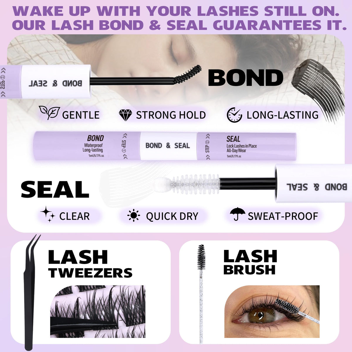 Different sizes of EYDEVRO manga lash clusters displayed