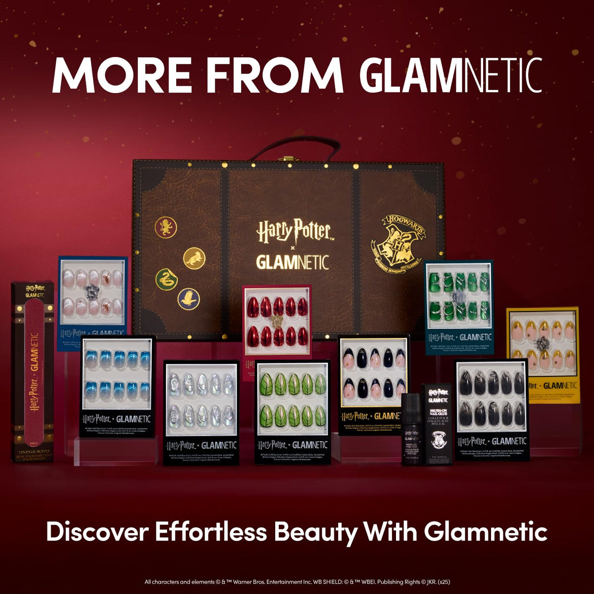 Different sizes of Glamnetic Slytherin Press On Nails
