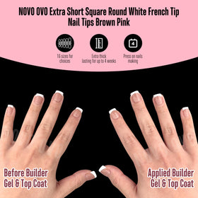 Different sizes of NOVO OVO Extra Short French Tip Nail Tips