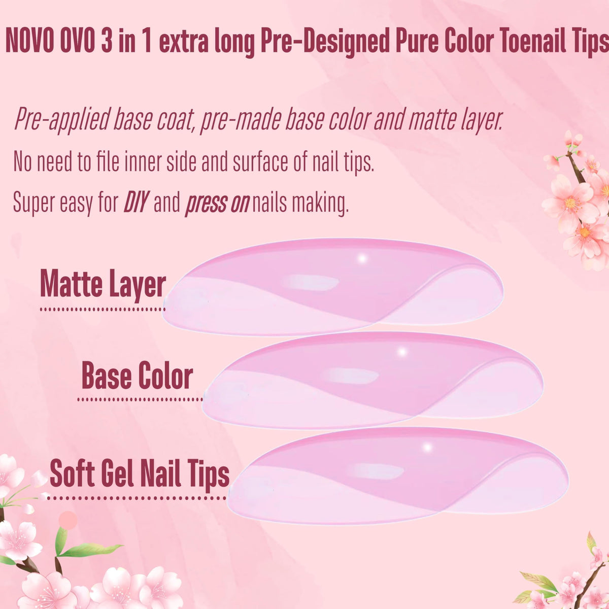 Different sizes of NOVO OVO Toenail Tips