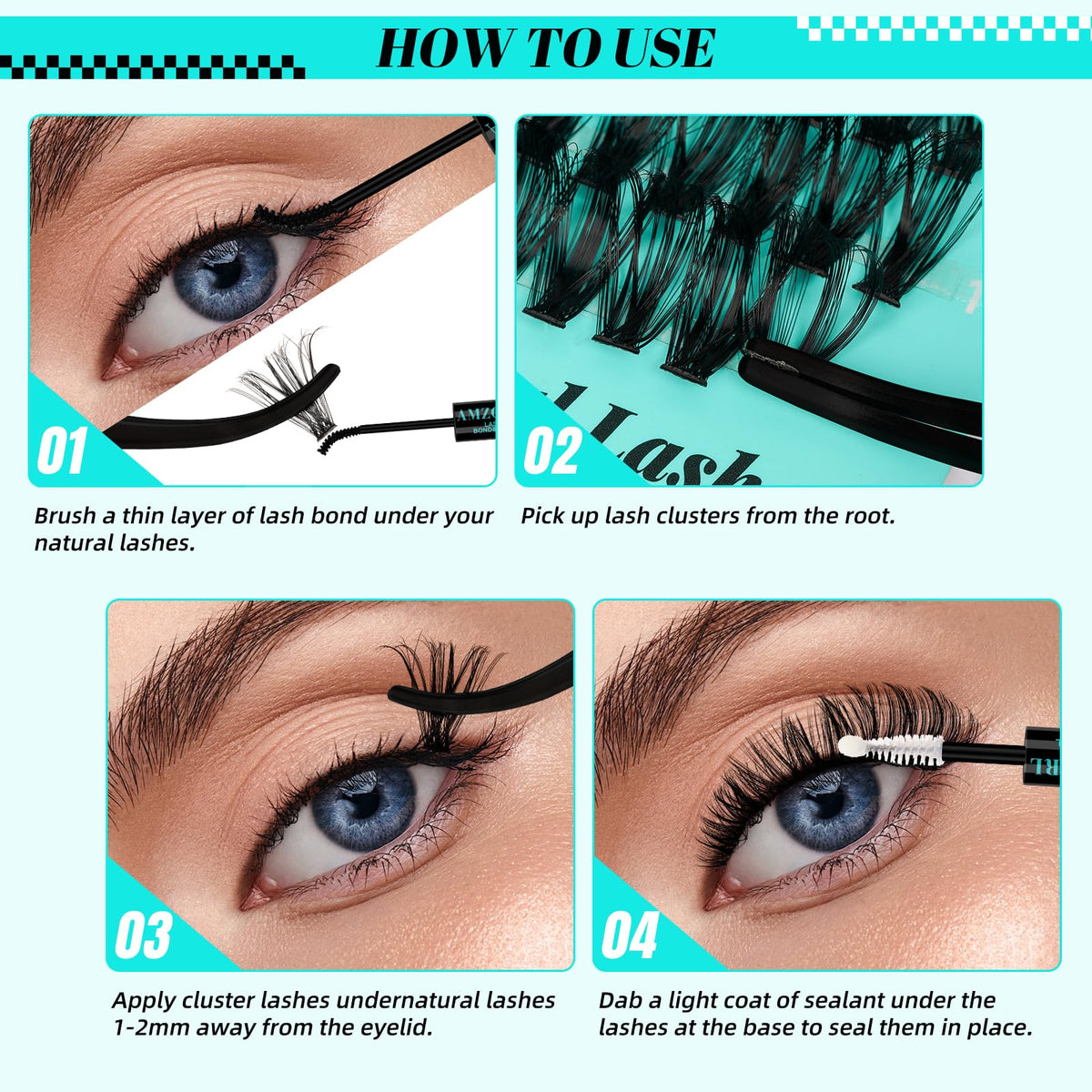 Different styles created with AMZGIRL lash clusters