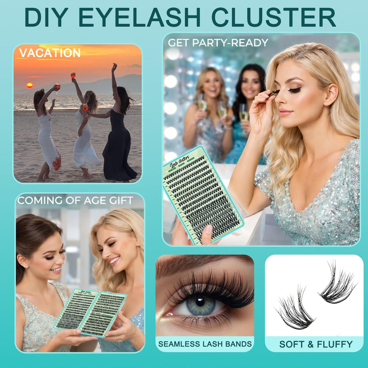 Different styles created with FebFeb lash clusters