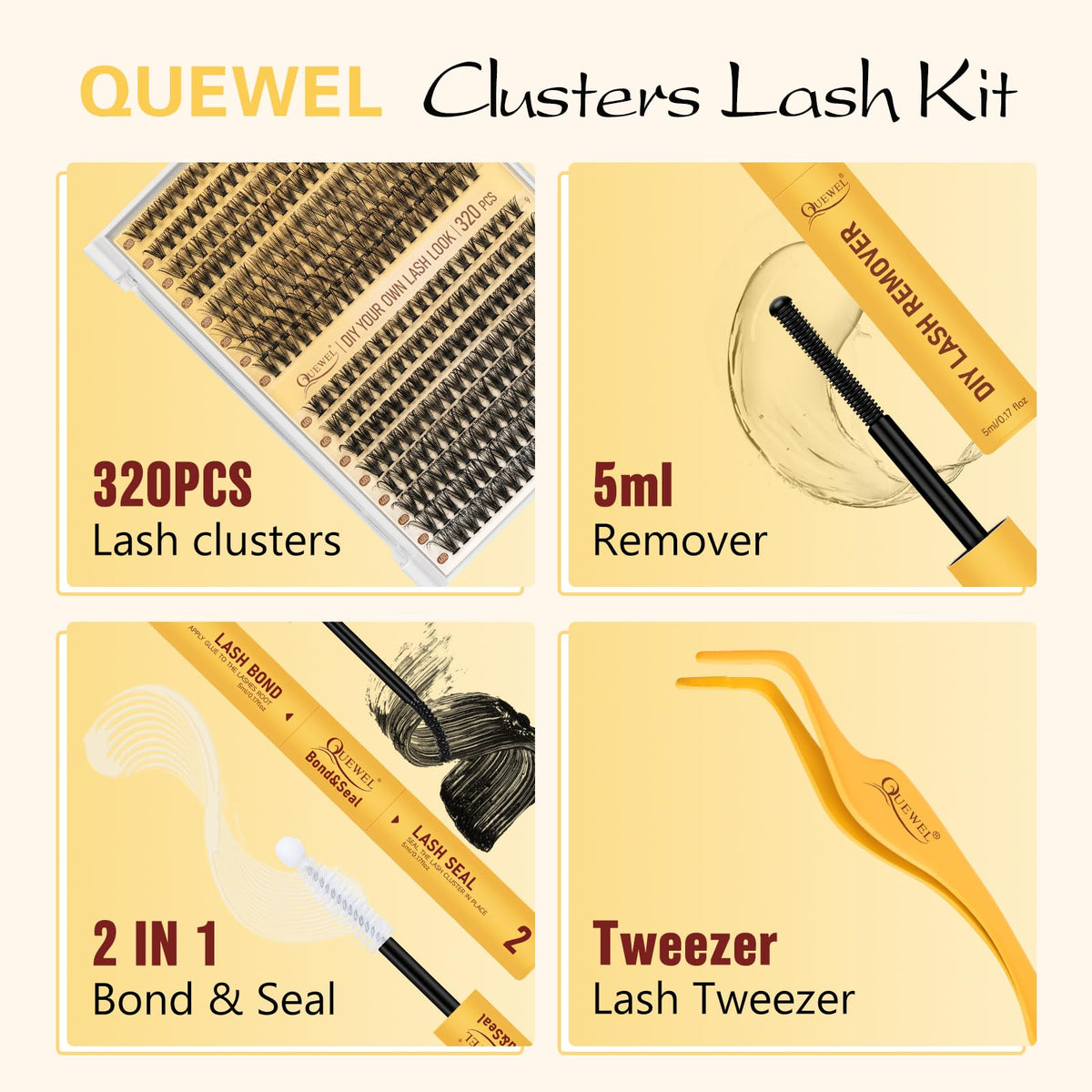 Different styles created with QUEWEL lash clusters