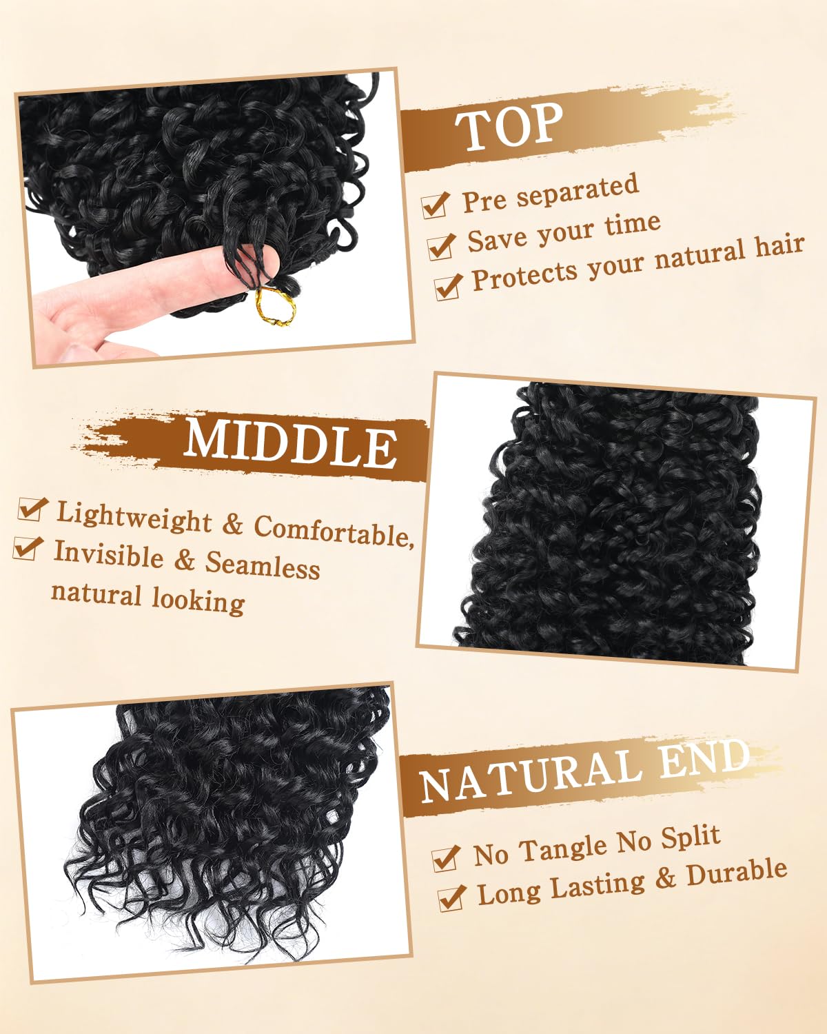 Different styles created with REMESSE Miracle Knots Crochet Hair