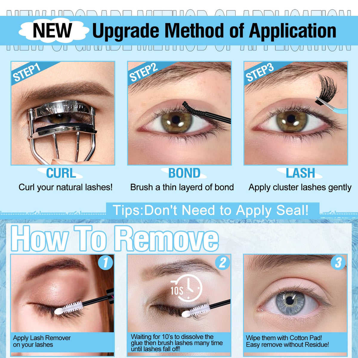 Different styles created with Yawamica Lash Clusters Kit lashes