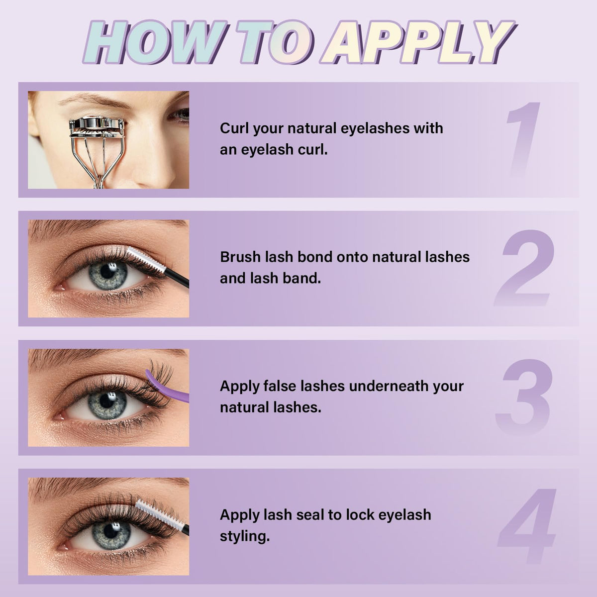 Different styles of B&Qaugen eyelash clusters displayed