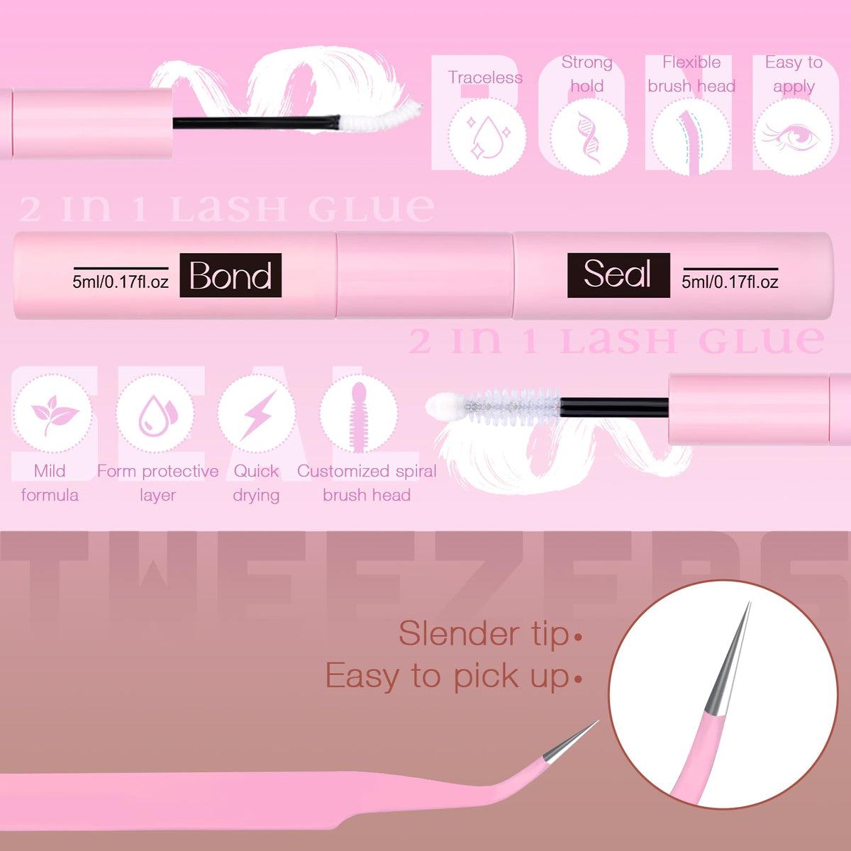 Different styles of brown lash clusters laid out