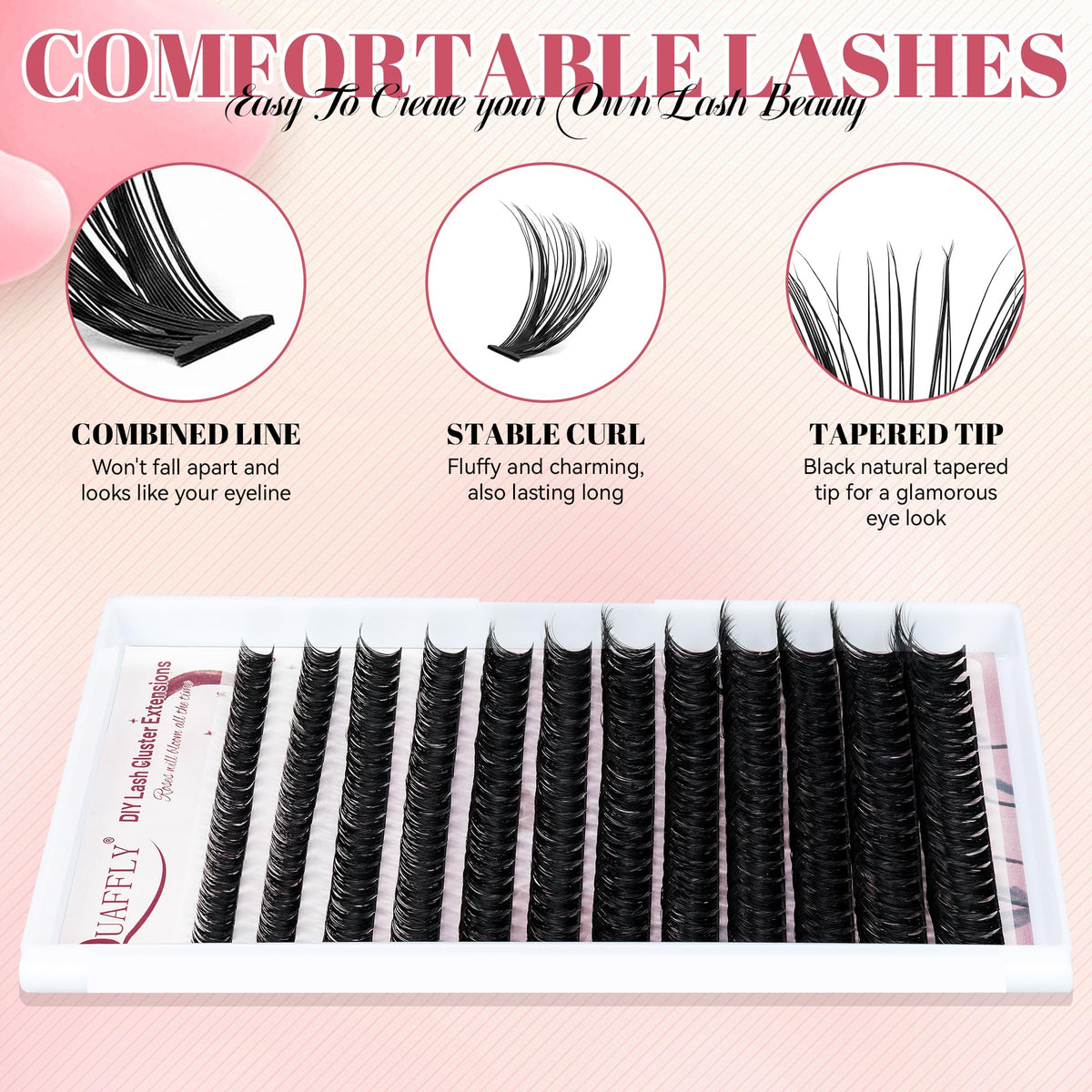 Different styles of false eyelashes from QUAFFLY set
