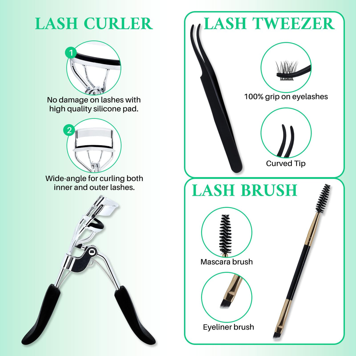 Different styles of LASHSUN lash clusters displayed