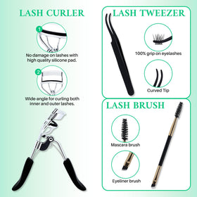 Different styles of LASHSUN lash clusters displayed