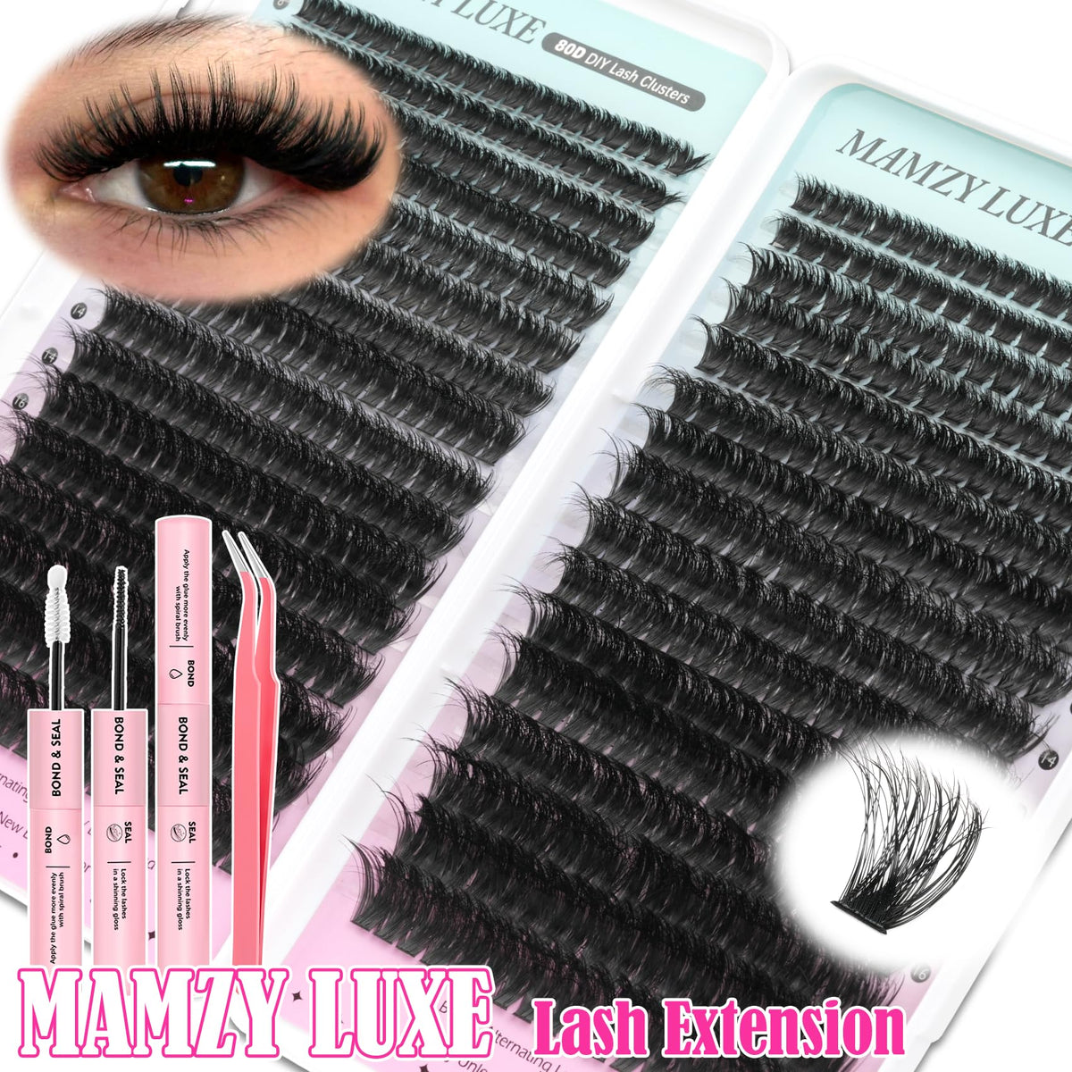 Different styles of Mamzy Luxe lash clusters