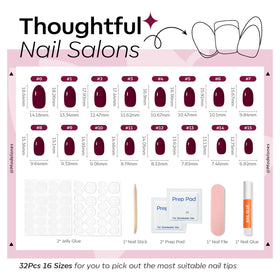 Different styles of modelones press on nails displayed